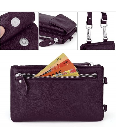 Genuine Leather Crossbody Cell Phone Bag for Women Wristlet Wallet Purse Card Cash Holder 0588 Grey $14.08 Crossbody Bags