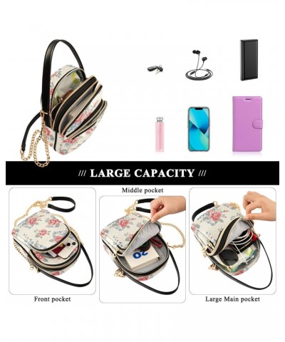 Rose Floral Crossbody Bag for Women Cell Phone Purse Wallet with Removable Chain Shoulder Handbag for Travel Phone Passport W...