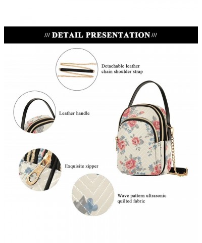 Rose Floral Crossbody Bag for Women Cell Phone Purse Wallet with Removable Chain Shoulder Handbag for Travel Phone Passport W...