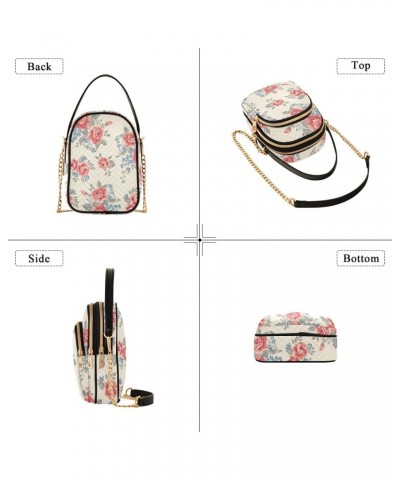 Rose Floral Crossbody Bag for Women Cell Phone Purse Wallet with Removable Chain Shoulder Handbag for Travel Phone Passport W...