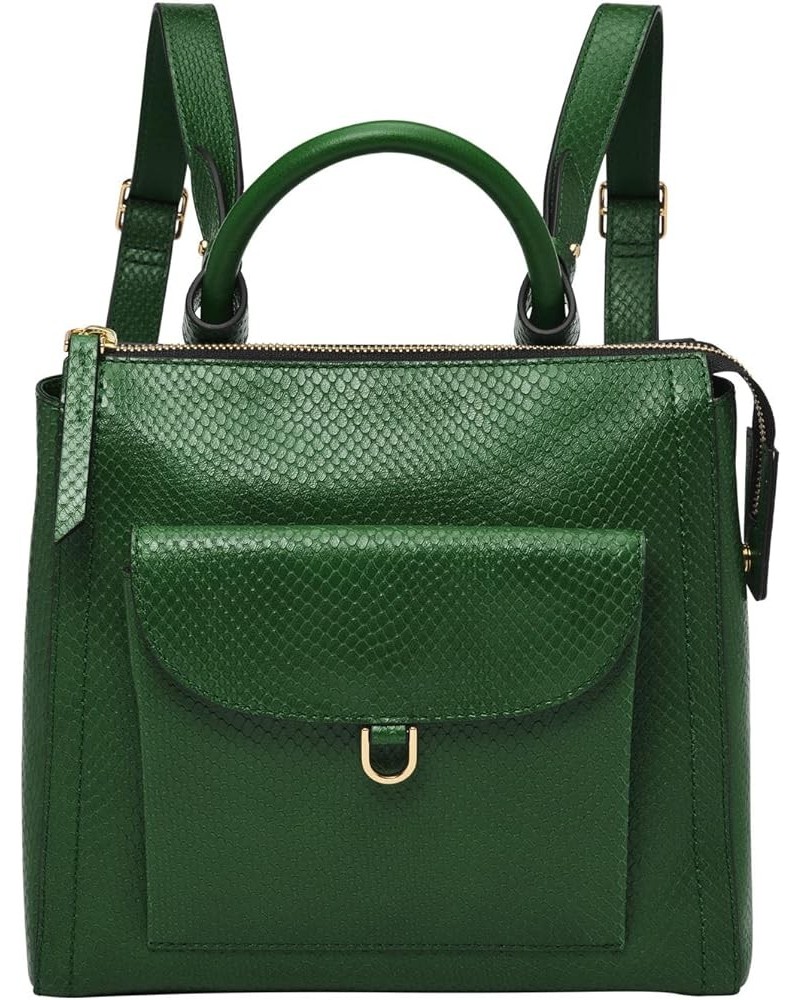 Women's Parker Leather Convertible Backpack Purse Handbag for Women Green Python $40.18 Backpacks