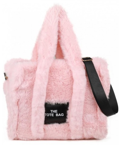 The Tote Bags for Women, Fluffy Tote Bags Top-Handle Crossbody Handbag Trendy Plush Tote Bag for Travel Work (Pink) A-pink $2...