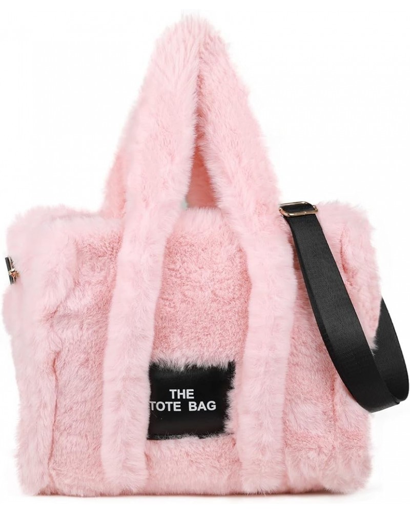 The Tote Bags for Women, Fluffy Tote Bags Top-Handle Crossbody Handbag Trendy Plush Tote Bag for Travel Work (Pink) A-pink $2...