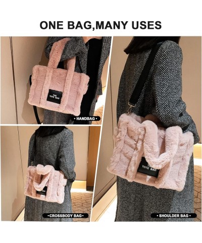 The Tote Bags for Women, Fluffy Tote Bags Top-Handle Crossbody Handbag Trendy Plush Tote Bag for Travel Work (Pink) A-pink $2...