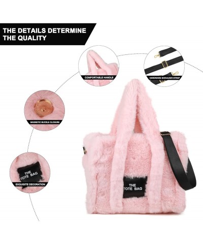 The Tote Bags for Women, Fluffy Tote Bags Top-Handle Crossbody Handbag Trendy Plush Tote Bag for Travel Work (Pink) A-pink $2...