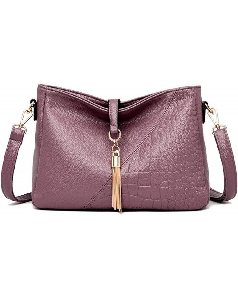 Shoulder Bags for Women PU Leather Fashion Satchel Tassel Purse Ladies Crossbody Bag Red Purple $33.19 Totes