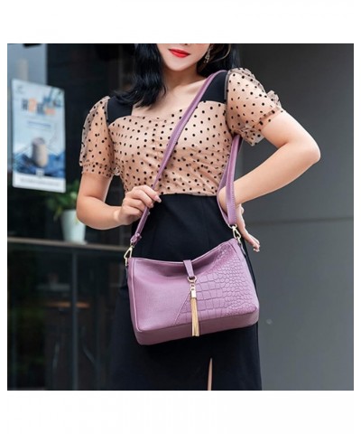 Shoulder Bags for Women PU Leather Fashion Satchel Tassel Purse Ladies Crossbody Bag Red Purple $33.19 Totes