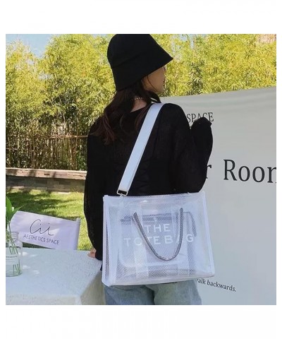 The Tote Bag for Women,Clear Plastic Handbag Tote Bag with Zipper Clear Crossbody Shoulder Tote Bag for Beach,Travel White $1...