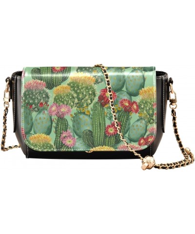 Watercolor Cactus Green Crossbody bags for Women Small Crossbody Purses with Metal Chain Cell Phone Purse Shoulder Handbags f...