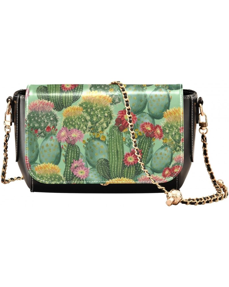 Watercolor Cactus Green Crossbody bags for Women Small Crossbody Purses with Metal Chain Cell Phone Purse Shoulder Handbags f...