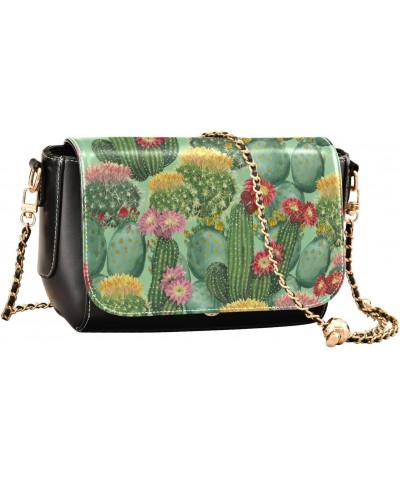 Watercolor Cactus Green Crossbody bags for Women Small Crossbody Purses with Metal Chain Cell Phone Purse Shoulder Handbags f...