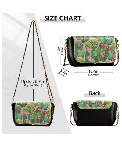 Watercolor Cactus Green Crossbody bags for Women Small Crossbody Purses with Metal Chain Cell Phone Purse Shoulder Handbags f...