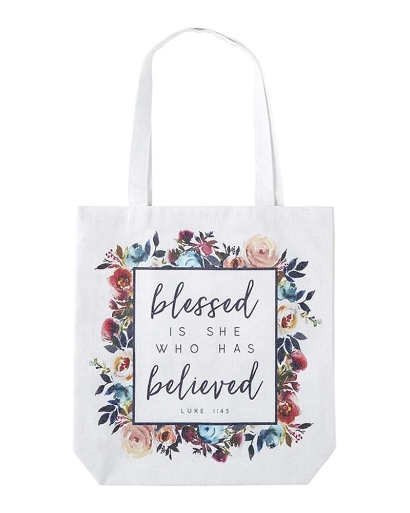 Blessed Is She Who Has Believed Tote Bag, White, Large $10.36 Totes