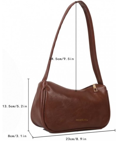 Women's Casual Small Letter Print Shoulder Handbag Square Bags Clutch Purse with Zipper Closure Brown $11.34 Shoulder Bags