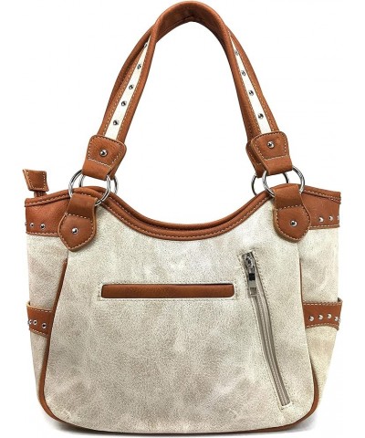 Floral Studs Laser Cut Western Rhinestone Cross Handbag Purse Conceal Carry Beige Purse Only $17.13 Shoulder Bags