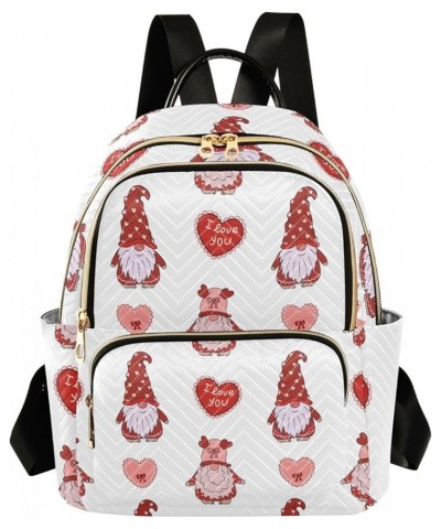 Pattern Red Gnomes Mini Backpack Purse for Women, Valentine's Day Travel Backpack Fashion Backpack Lightweight Shoulder Bag S...