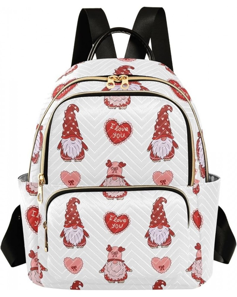 Pattern Red Gnomes Mini Backpack Purse for Women, Valentine's Day Travel Backpack Fashion Backpack Lightweight Shoulder Bag S...