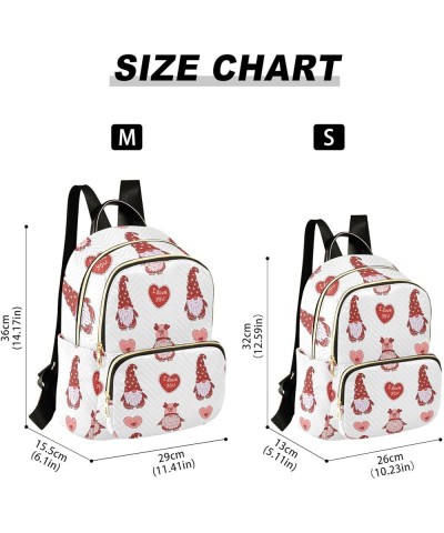 Pattern Red Gnomes Mini Backpack Purse for Women, Valentine's Day Travel Backpack Fashion Backpack Lightweight Shoulder Bag S...