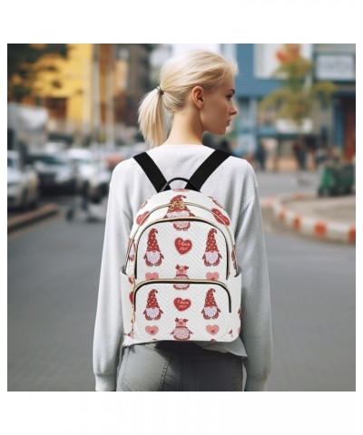 Pattern Red Gnomes Mini Backpack Purse for Women, Valentine's Day Travel Backpack Fashion Backpack Lightweight Shoulder Bag S...