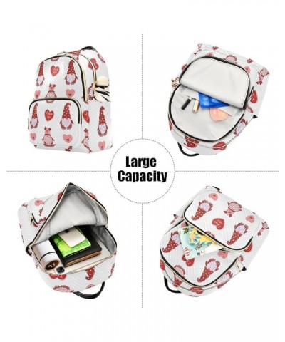 Pattern Red Gnomes Mini Backpack Purse for Women, Valentine's Day Travel Backpack Fashion Backpack Lightweight Shoulder Bag S...