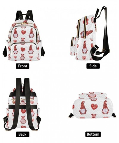 Pattern Red Gnomes Mini Backpack Purse for Women, Valentine's Day Travel Backpack Fashion Backpack Lightweight Shoulder Bag S...