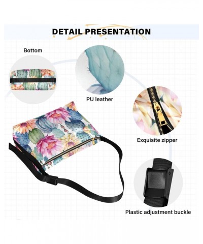 Flowers Floral Cactus Crossbody Bag for Women Men with Adjustable Strap PU Leather Shoulder Hobo Purse Bag 20850033 $19.13 Sh...