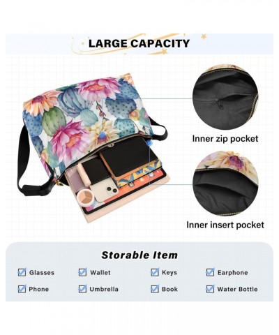 Flowers Floral Cactus Crossbody Bag for Women Men with Adjustable Strap PU Leather Shoulder Hobo Purse Bag 20850033 $19.13 Sh...