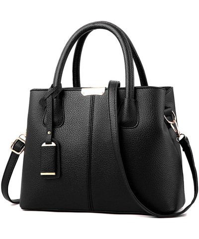 1pc Stylish Handbag for Women Roomy Practical Womens Handbags Ladies Purse Satchel Shoulder Bags Tote Leather Bag Black One S...