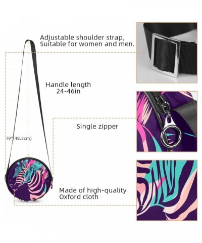 Colored Zebra Crossbody Bag for Women Teen Girls Round Canvas Shoulder Bag Purse Tote Handbag Bag $10.70 Totes