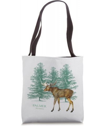 Palmer Alaska Moose Lovers Trees Vintage-Look Souvenir Tote Bag $15.93 Totes