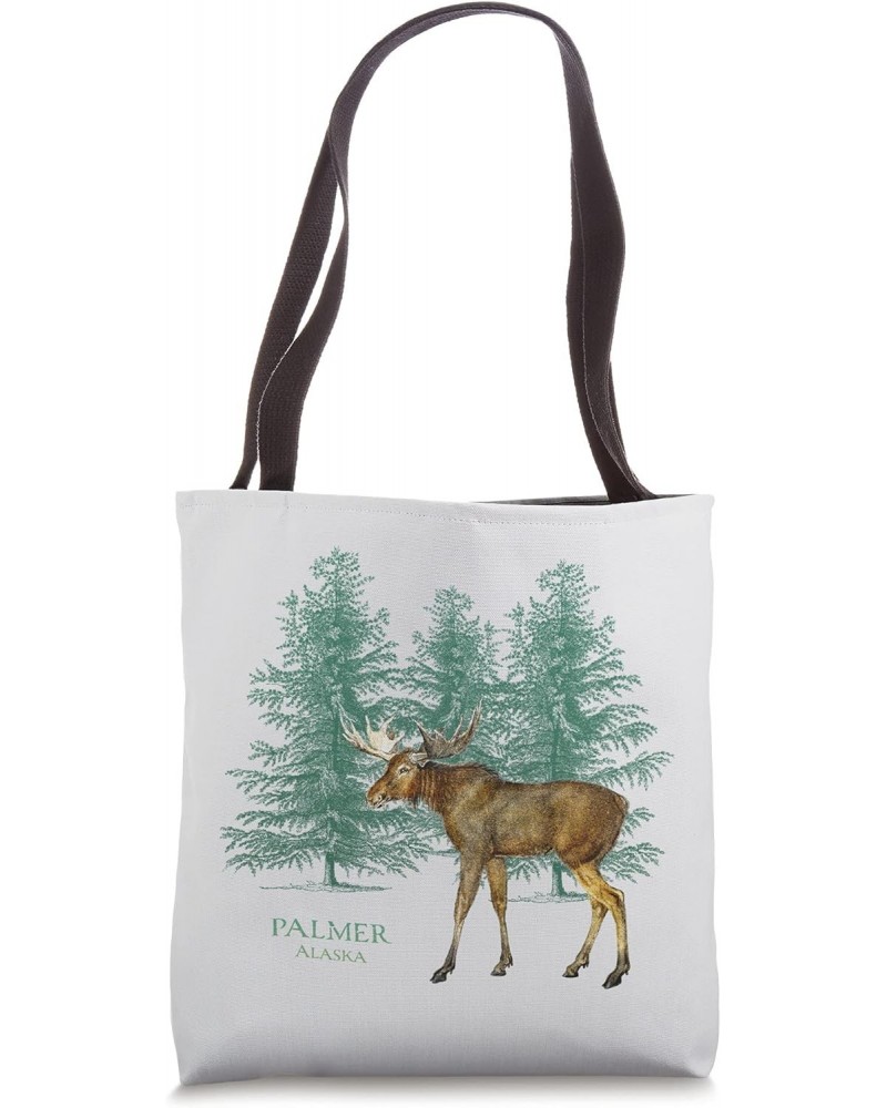 Palmer Alaska Moose Lovers Trees Vintage-Look Souvenir Tote Bag $15.93 Totes