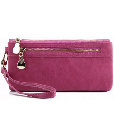 Women Wallets Long PU Leather Wallet Double Zipper Clutch Coin Purse Rose $13.92 Wallets