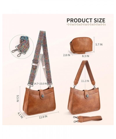 Crossbody Bags For Women Trendy, Leather Hobo Handbag Crossbody Purses Shoulder Bucket Bag with 2 Adjustable Strap 2-01brown ...