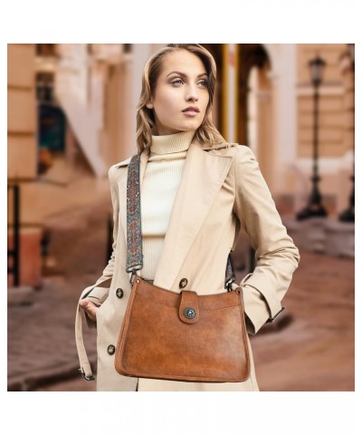 Crossbody Bags For Women Trendy, Leather Hobo Handbag Crossbody Purses Shoulder Bucket Bag with 2 Adjustable Strap 2-01brown ...