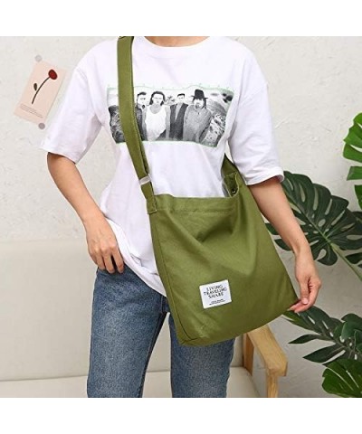 Women's Retro Large Size Canvas Shoulder Bag Hobo Crossbody Handbag Casual Tote Dark Olive Green $10.25 Totes