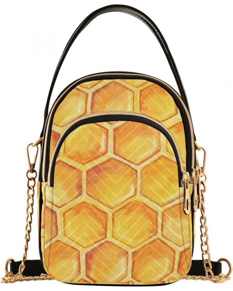 Yellow Honeycomb Honey Crossbody Bags for Women Small Purse Chain Shoulder Bag Hand Bags for Gifts Trip Work $12.74 Shoulder ...