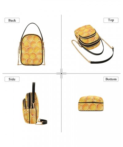 Yellow Honeycomb Honey Crossbody Bags for Women Small Purse Chain Shoulder Bag Hand Bags for Gifts Trip Work $12.74 Shoulder ...