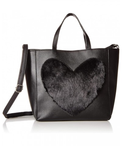 Womens Tote with Faux Fur Heart, black $11.44 Totes