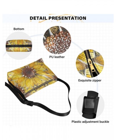 Watercolor Sunflower Floral Retro Womens Tote Bag Leather Shoulder Bag For Women Men Large Hobo Cross Body Bags Handbag $17.3...