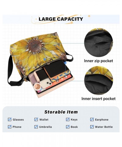 Watercolor Sunflower Floral Retro Womens Tote Bag Leather Shoulder Bag For Women Men Large Hobo Cross Body Bags Handbag $17.3...