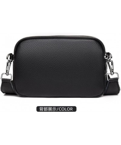 Genuine Leather Crossbody Bag for Women Small Size Casual Handbag Zipper Closure Black $17.58 Totes