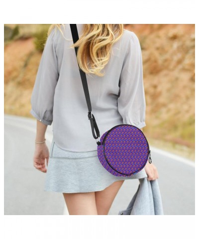 Purple Polka Dots Crossbody Bag for Women Teen Girls Round Canvas Shoulder Bag Purse Tote Handbag Bag $10.29 Totes