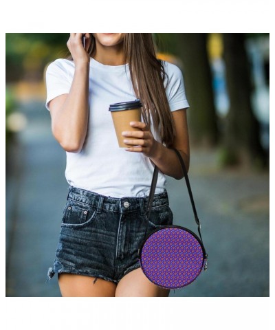 Purple Polka Dots Crossbody Bag for Women Teen Girls Round Canvas Shoulder Bag Purse Tote Handbag Bag $10.29 Totes