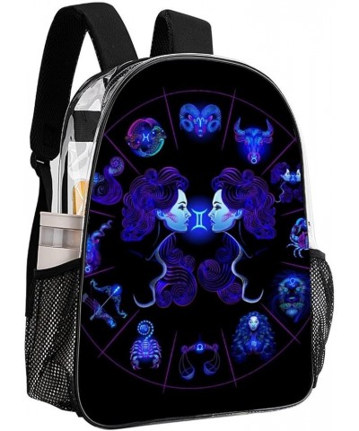 Clear Backpack Compatible with Bull Neon Zodiac Astrology Taurus Heavy Duty Clear Bookbag Transparent Backpack See Through Pl...