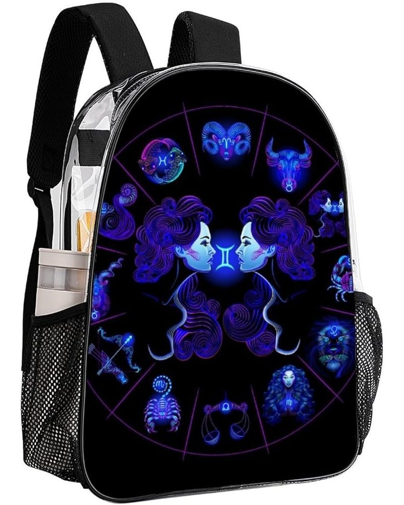 Clear Backpack Compatible with Bull Neon Zodiac Astrology Taurus Heavy Duty Clear Bookbag Transparent Backpack See Through Pl...