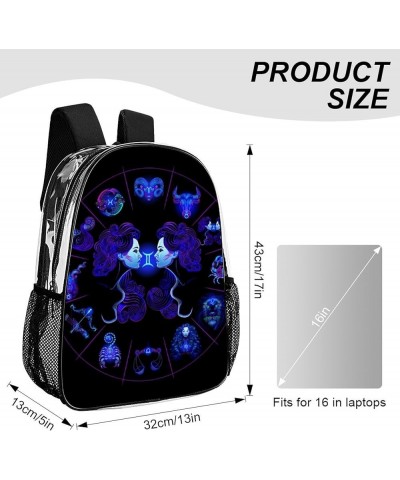 Clear Backpack Compatible with Bull Neon Zodiac Astrology Taurus Heavy Duty Clear Bookbag Transparent Backpack See Through Pl...