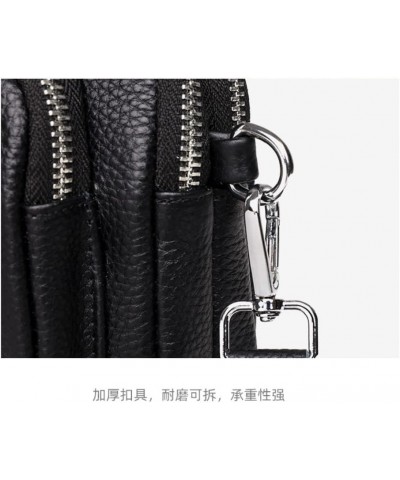 Genuine Leather Crossbody Bag for Women Small Size Casual Handbag Zipper Closure Black $17.58 Totes