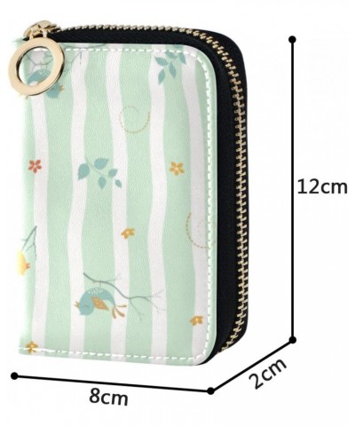 Spring Birds Animal Stripe Slim Card Organizer Wallet Womens Riskfree RFID Wallet Leather Zipper Money Organizers for Travel ...