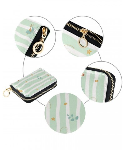 Spring Birds Animal Stripe Slim Card Organizer Wallet Womens Riskfree RFID Wallet Leather Zipper Money Organizers for Travel ...