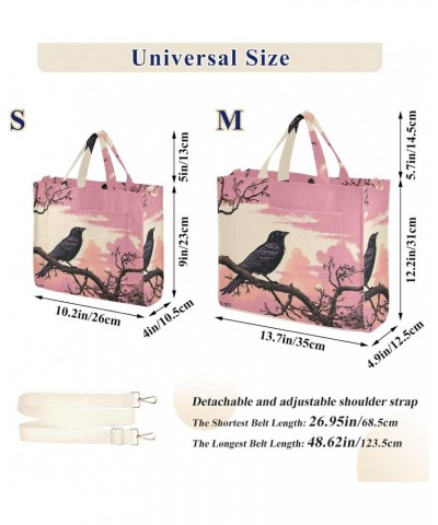 Corduroy Tote Bag Bird Sitting Tree Cross Body Bag for Women Casual with Magnetic Clasp $18.23 Totes